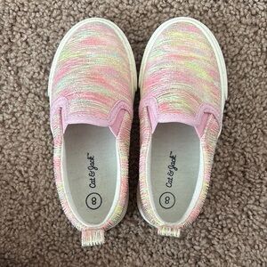 Cat & Jack Pink and Yellow Sneakers with Knit Upper